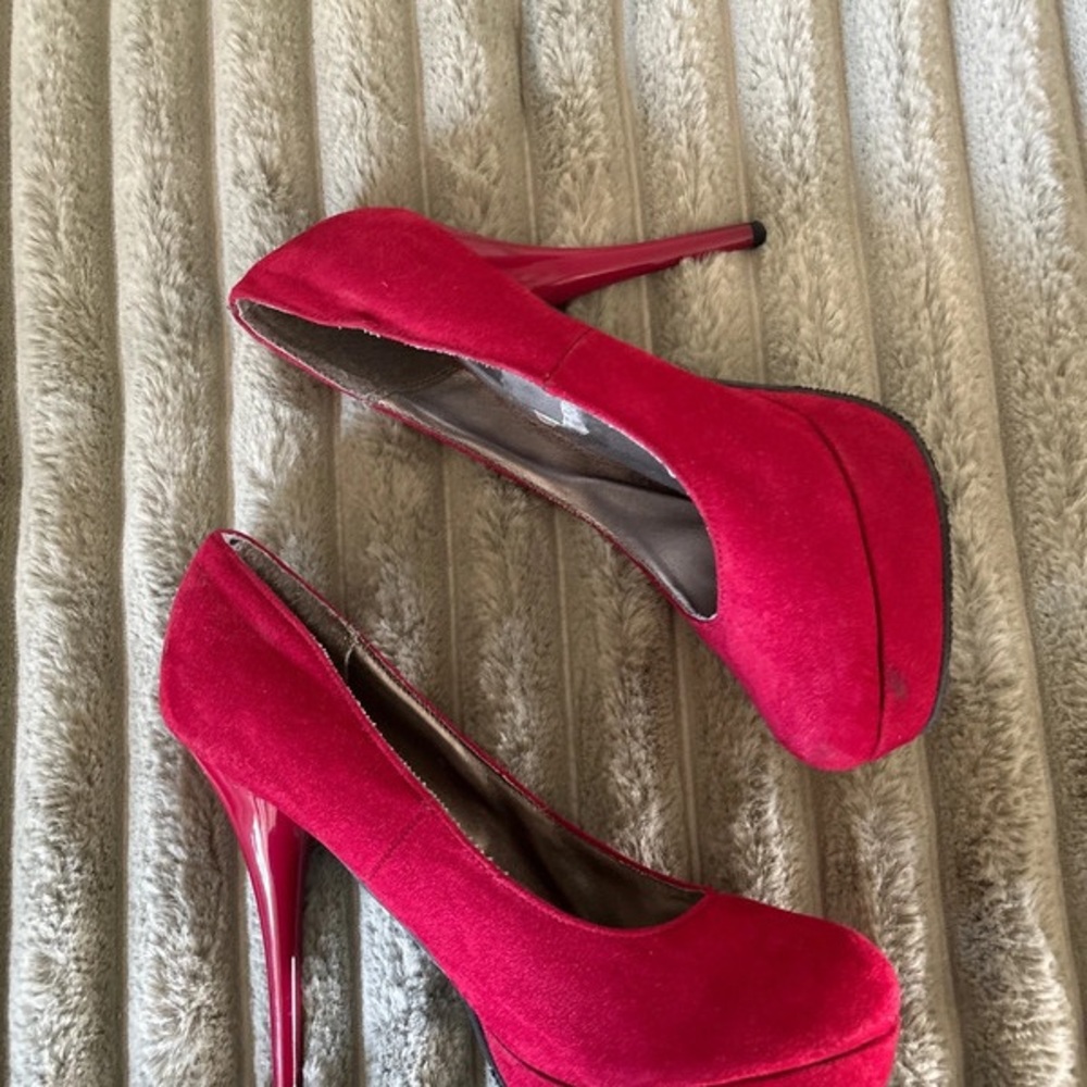 Elegant Red Suede Stiletto Heels
